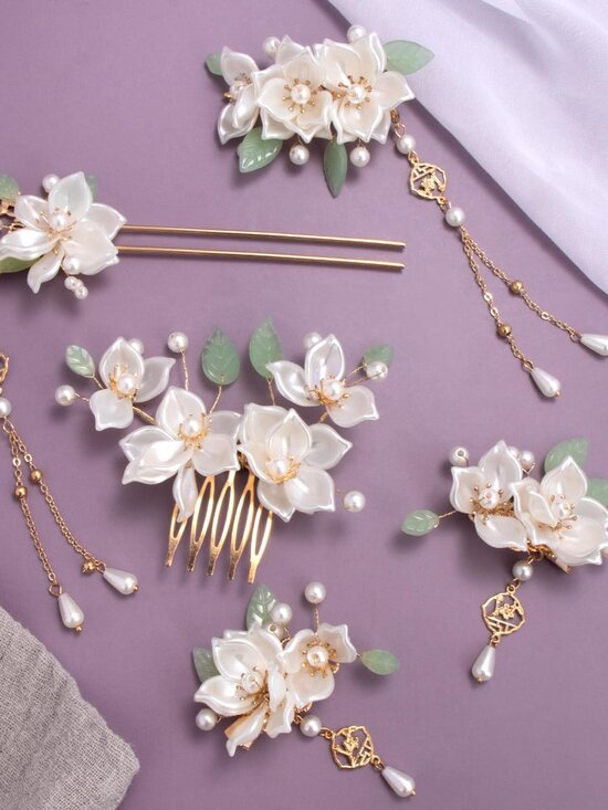 Camellia Flower Hair Pins Set | Vintage Hanfu Bridal Accessories main image 7
